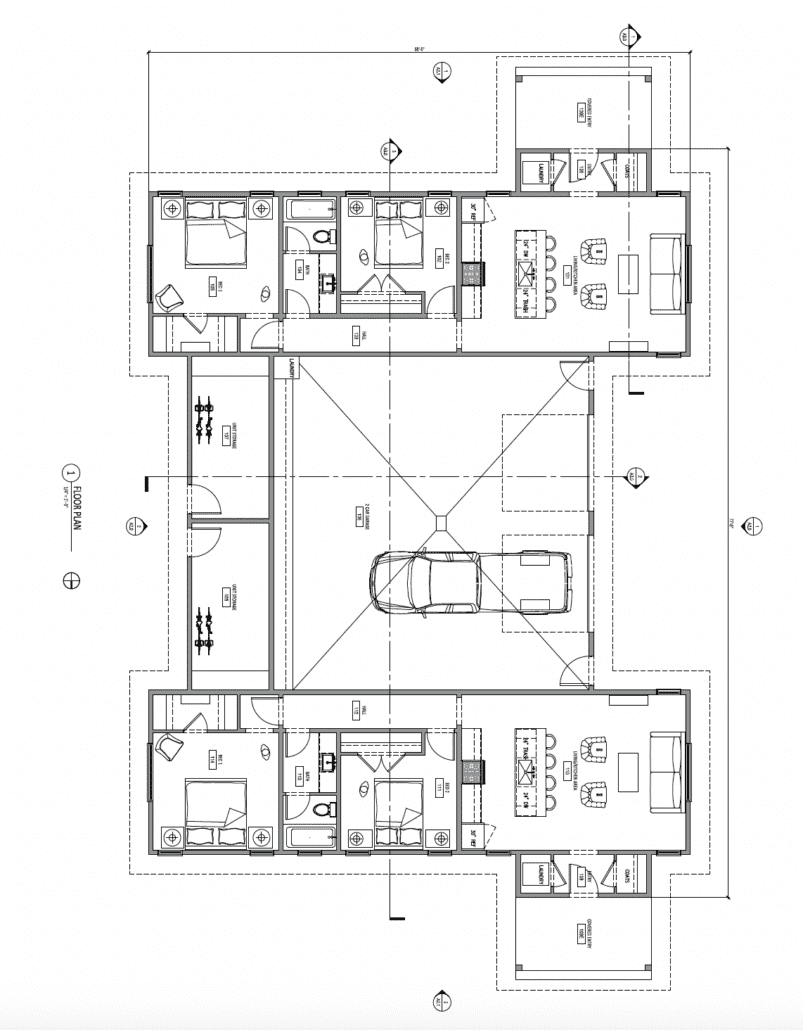 Both housing units floor plan with facilities building