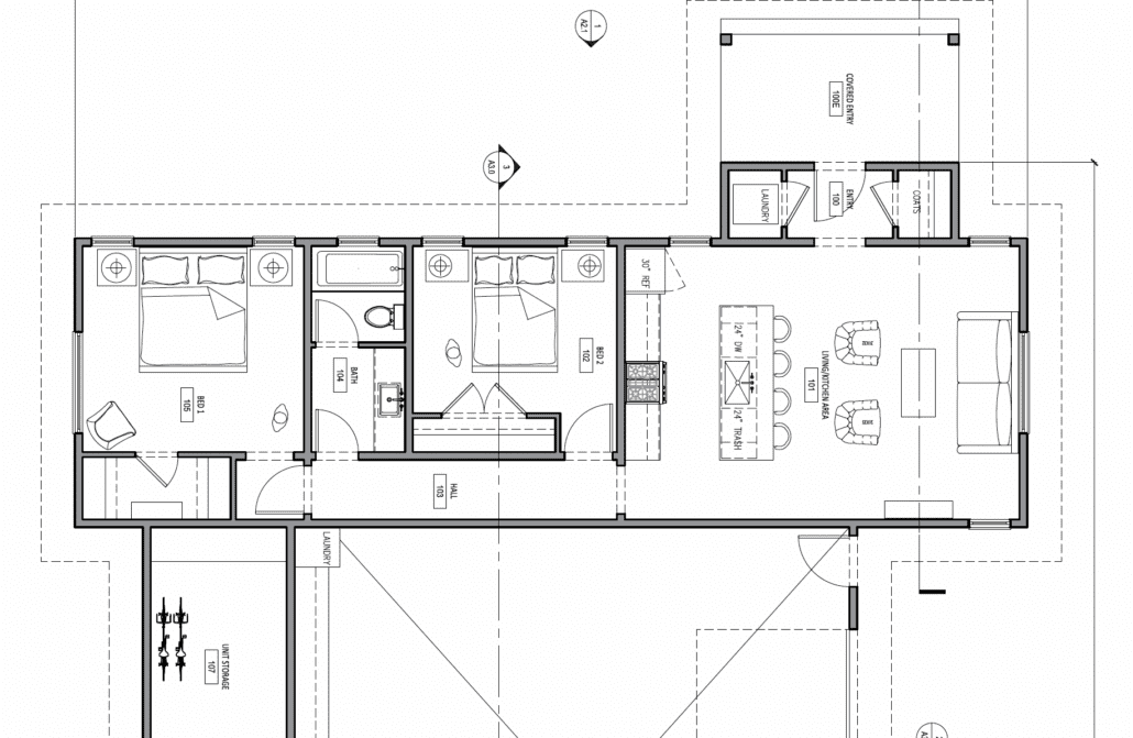 One housing unit floor plan
